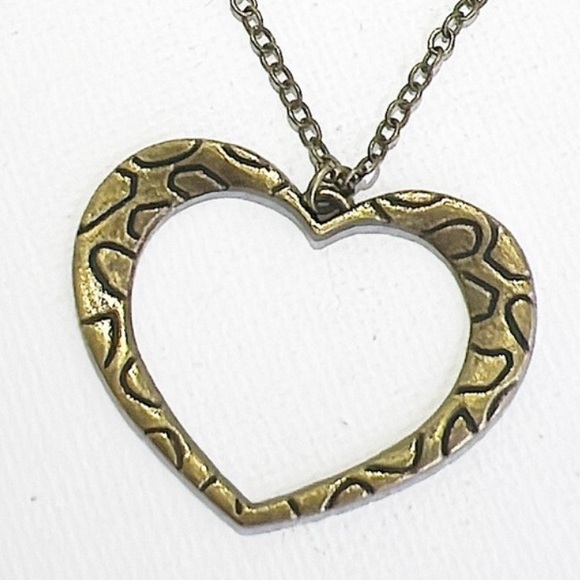 Antique Bronze 2 Chain Heart Pendant Necklace - Picture 4 of 4